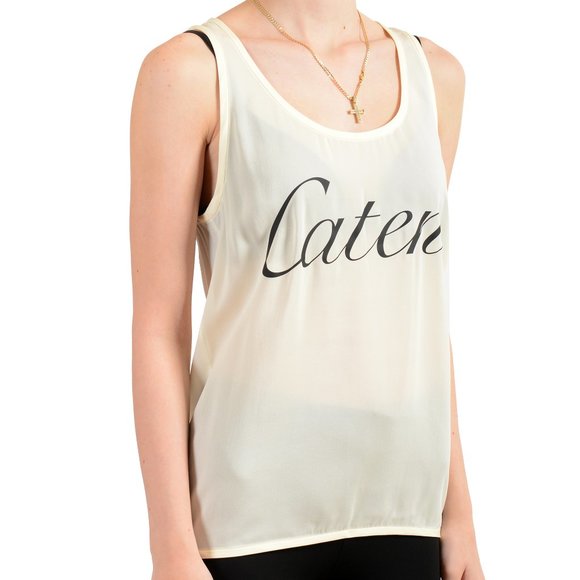 Dsquared2 Women's Ivory 100% Silk Blouse Tank Top US XS IT 38 - Picture 2 of 6